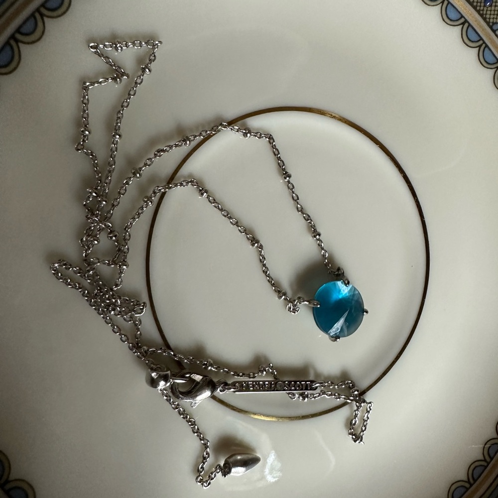 Kendra Scott Jolie Silvertone & Peacock Blue Stone Choker
